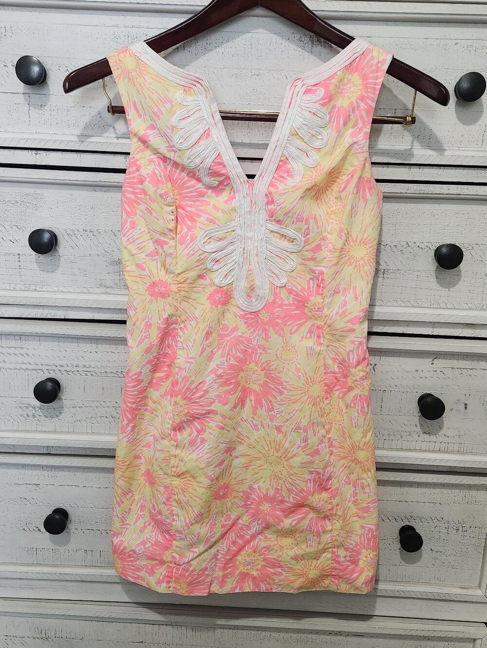 Lilly Pulitzer Pink and Yellow Floral Sleeveless Shift Dress